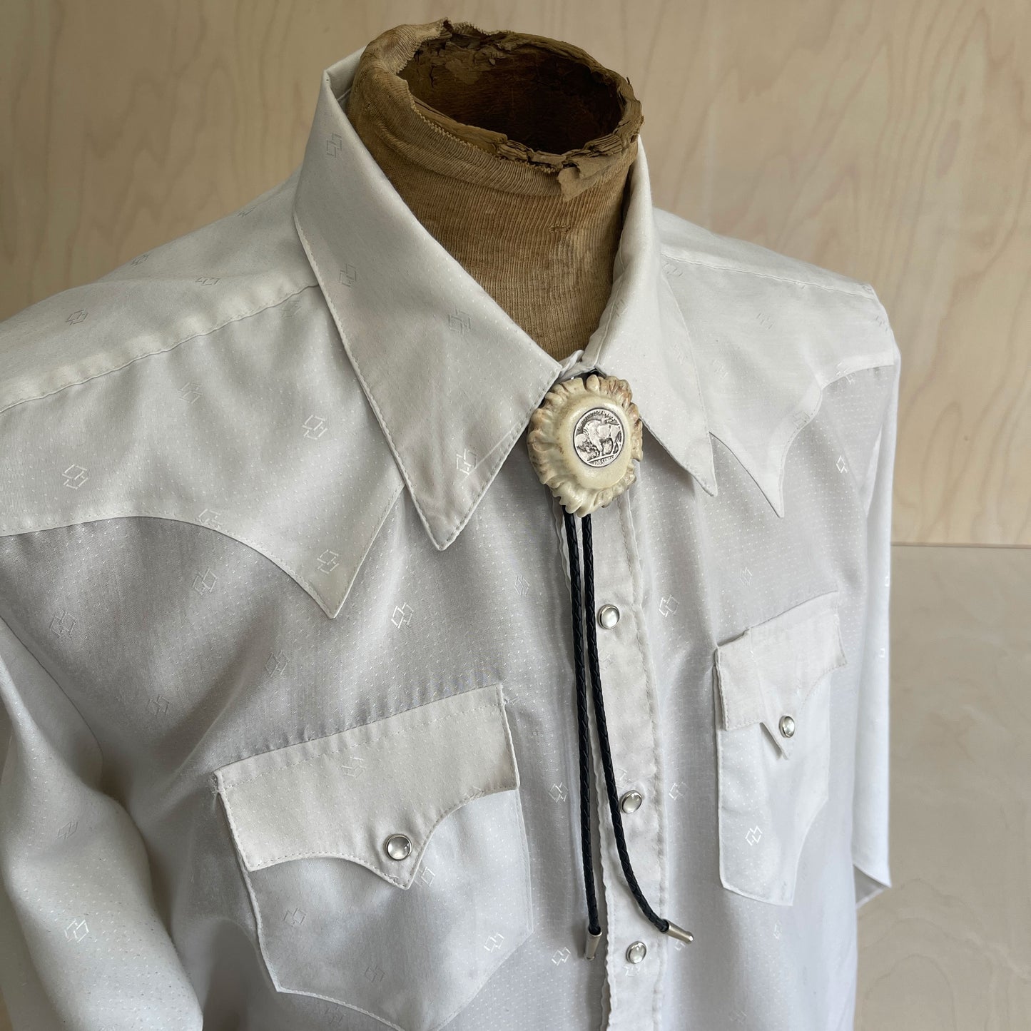 Bolo Tie - Deer Antler Rosette - Buffalo Nickel
