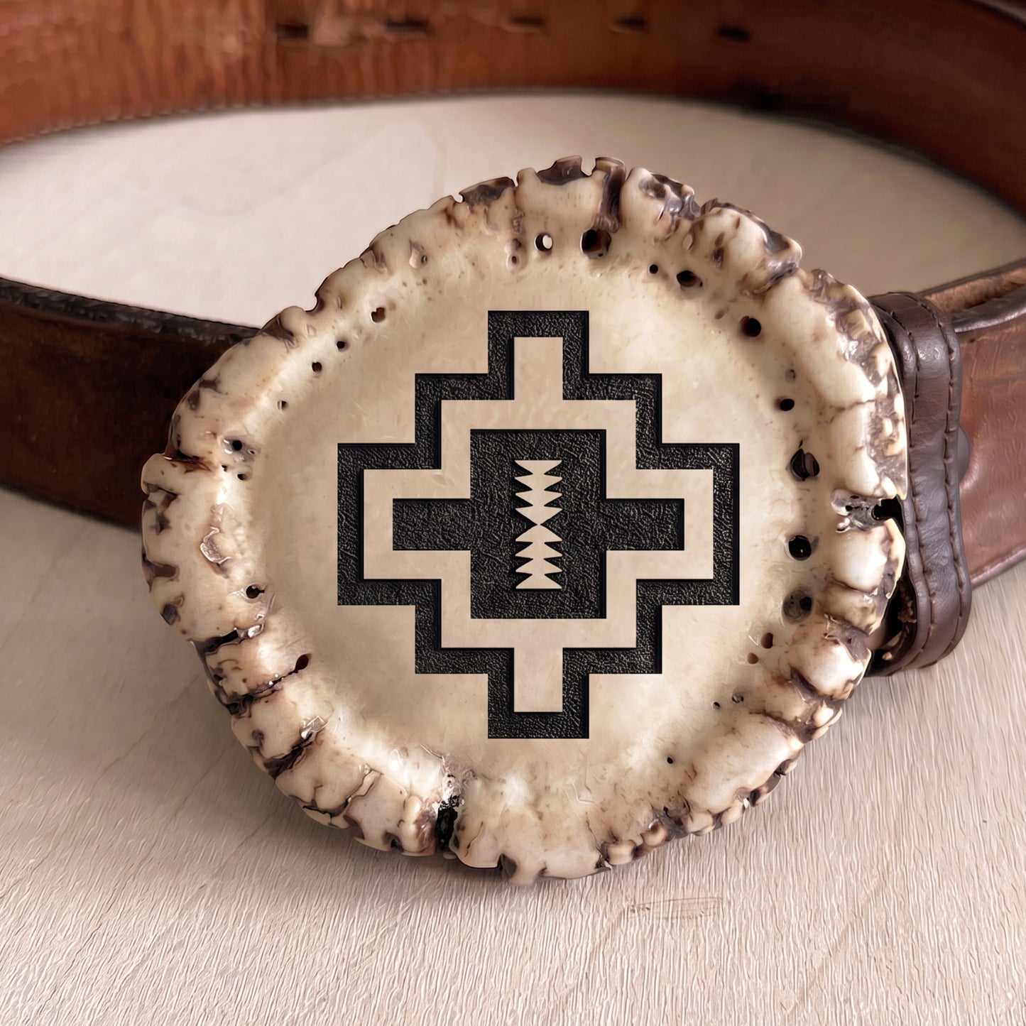 Elk Antler Belt Buckle - Custom Laser Etched