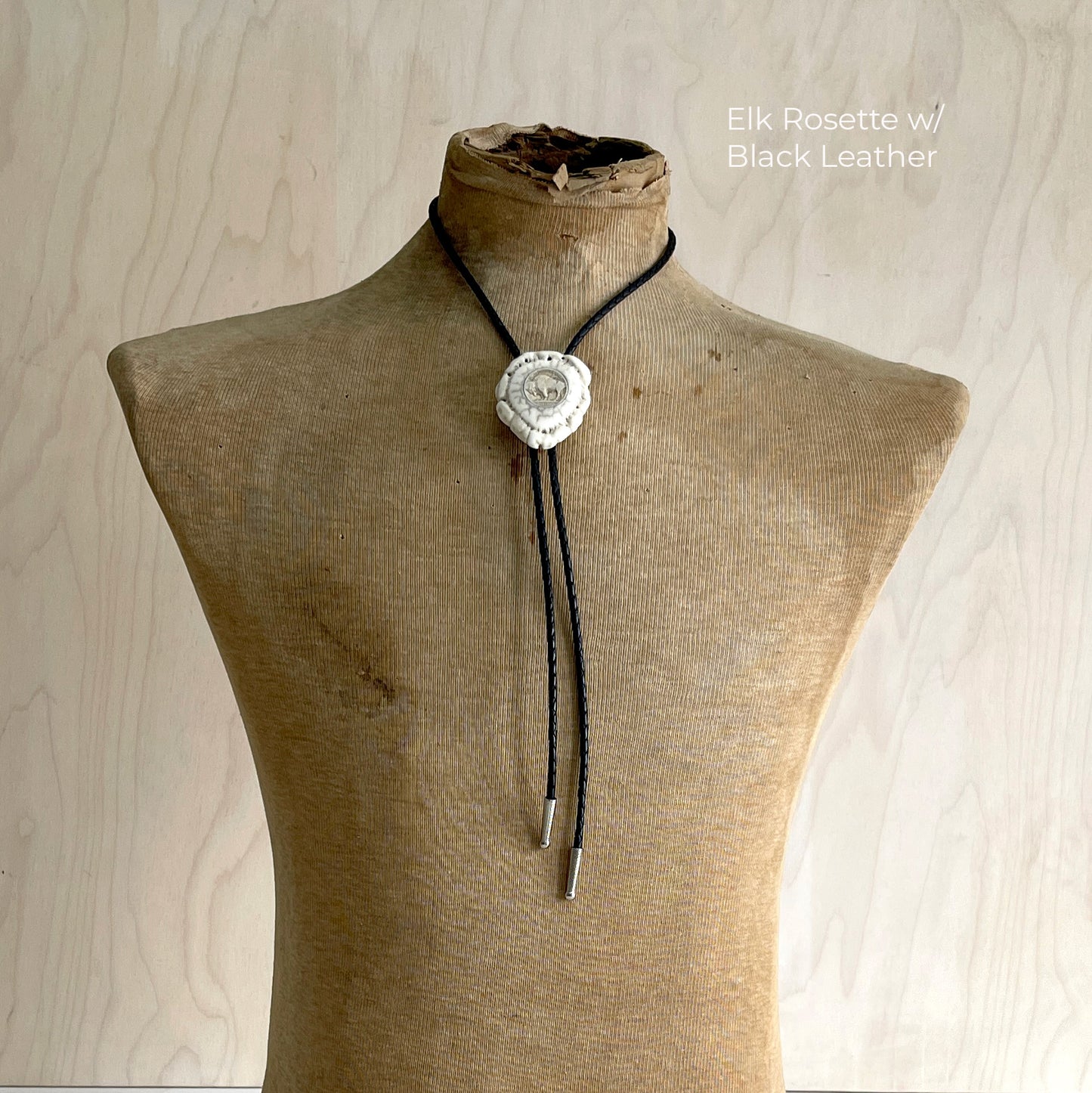 Bolo Tie - Elk Antler Rosette - Buffalo/Indian Nickel