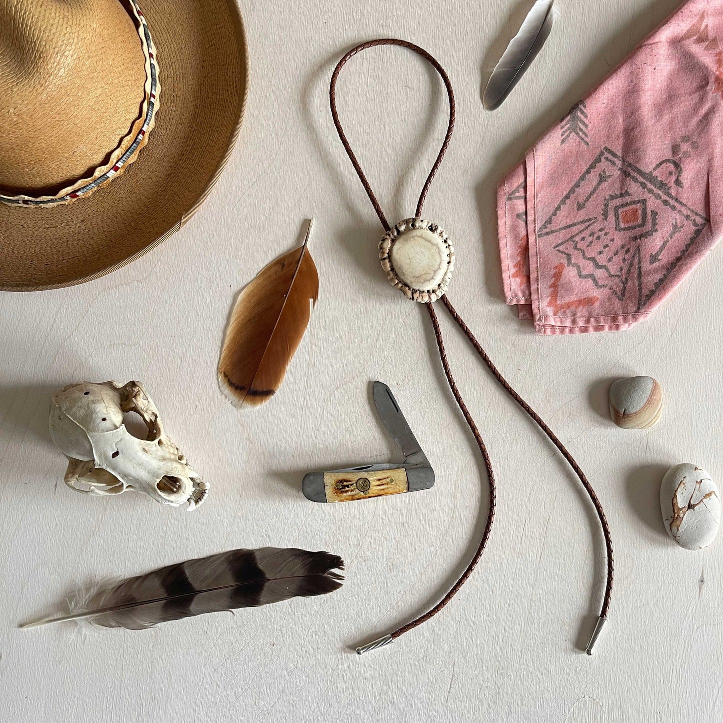 Bolo Tie - Elk Antler Rosette
