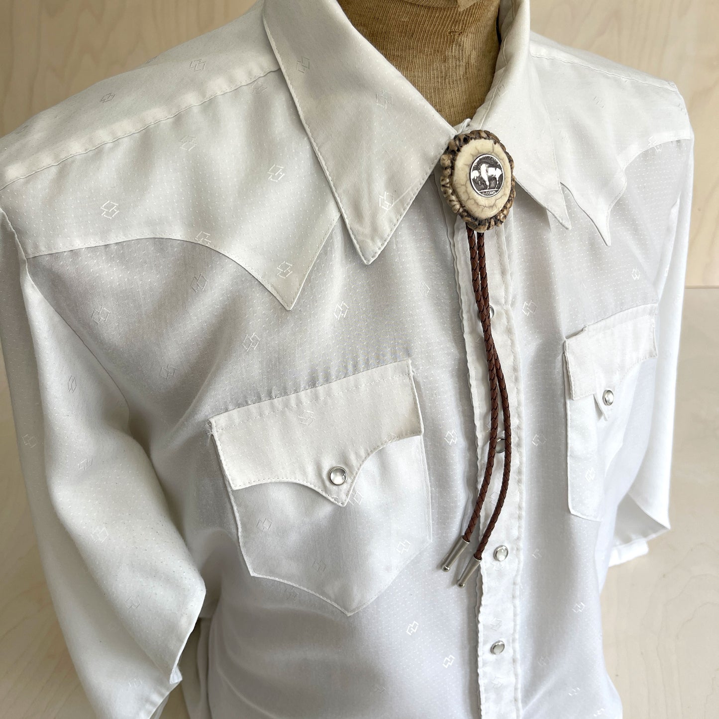 Bolo Tie - Elk Antler Rosette - Buffalo/Indian Nickel