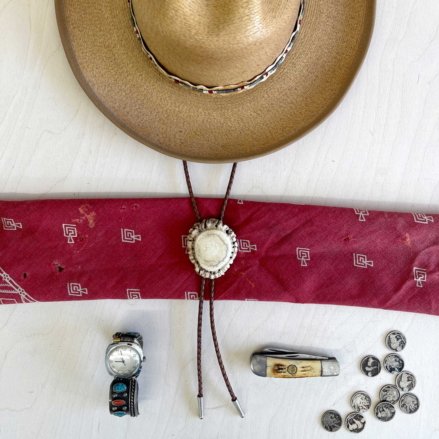 Bolo Tie - Elk Antler Rosette