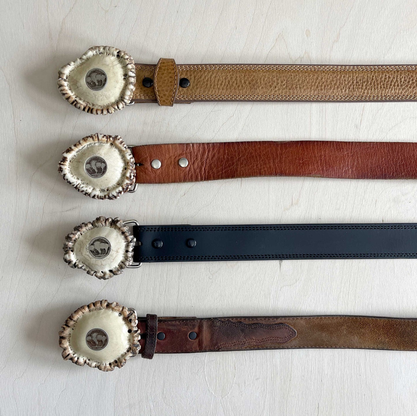 Elk Antler Belt Buckle - Buffalo Nickel