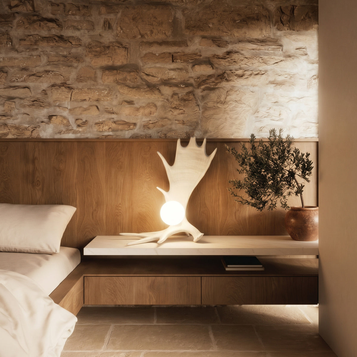 Moose Antler Lamp - White