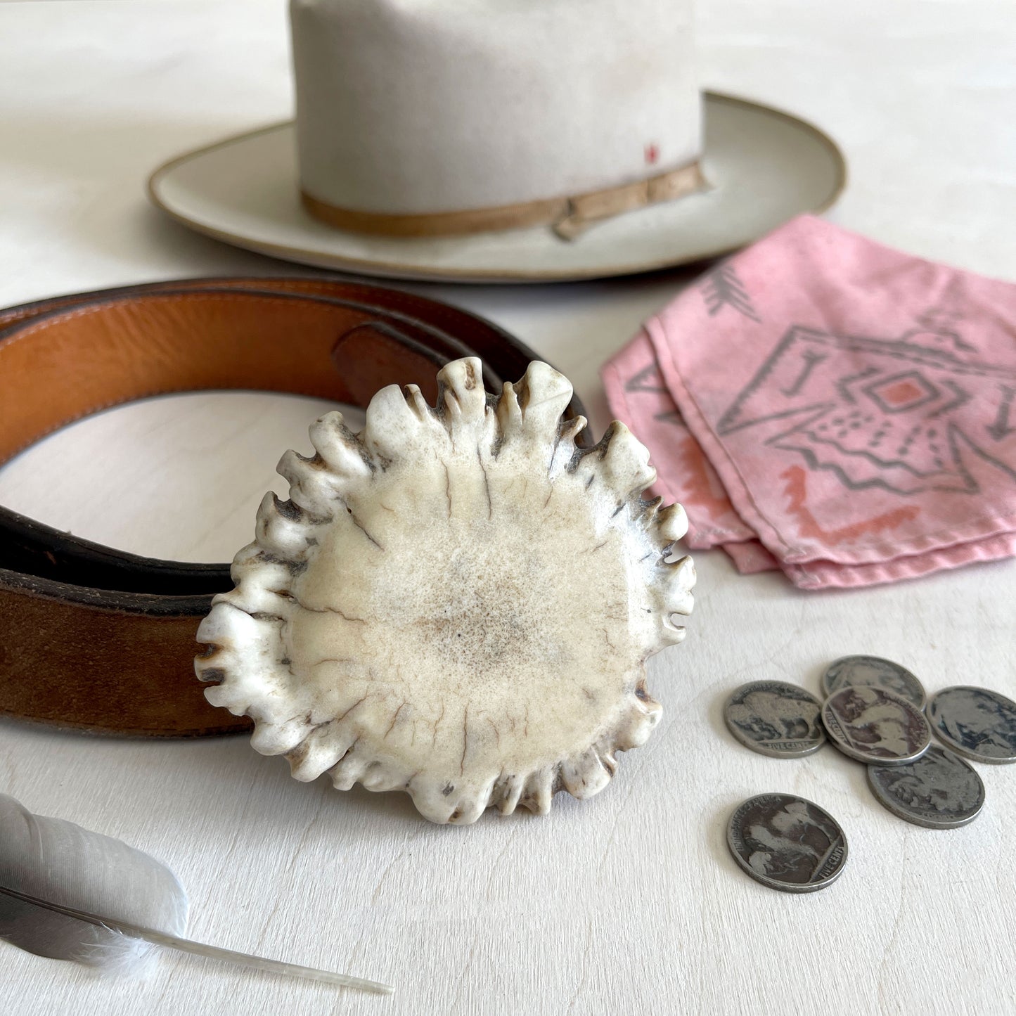 Moose Antler Belt Buckle